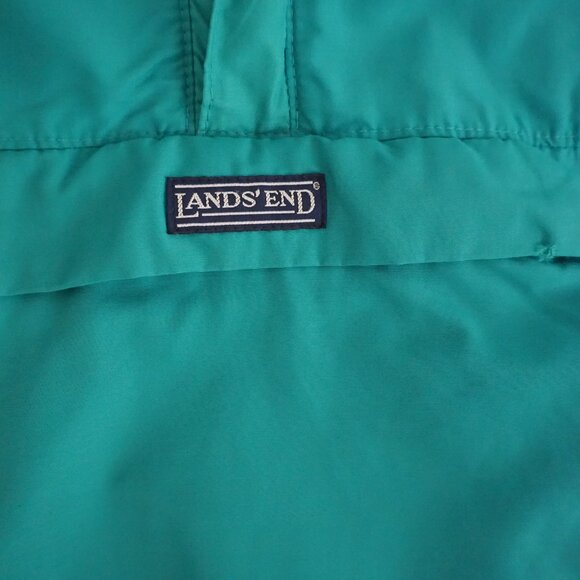 Vintage Lands’ End Teal Nylon Fleece Pullover Anorak 90s Outdoors Old Money Vibe - Picture 10 of 14